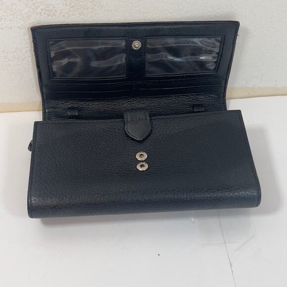 Brighton Wallet Checkbook Organizer Brown Black Leather Reptile Croc Motif - Picture 5 of 16